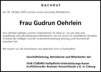 Anzeige von Gudrun Oehrlein von MGO