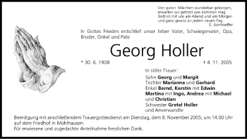 Anzeige von Georg Holler von MGO