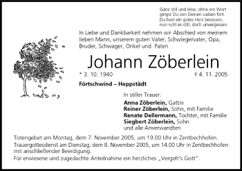 Anzeige von Johann Zöberlein von MGO
