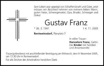 Anzeige von Gustav Franz von MGO