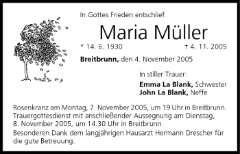 Anzeige von Maria Müller von MGO
