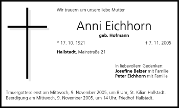 Anzeige von Anni Eichhorn von MGO