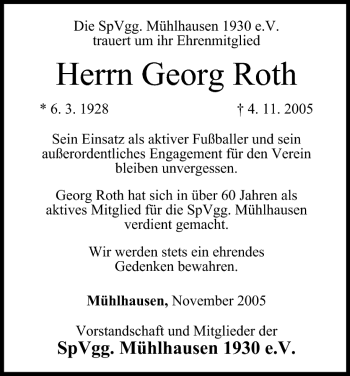 Anzeige von Georg Roth von MGO
