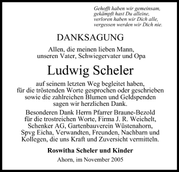 Anzeige von Ludwig Scheler von MGO