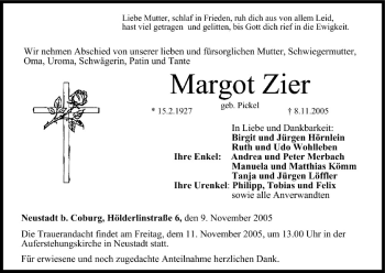 Anzeige von Margot Zier von MGO