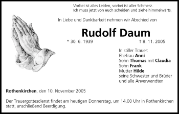 Anzeige von Rudolf Daum von MGO