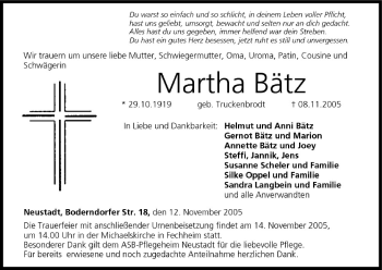 Anzeige von Martha Bätz von MGO
