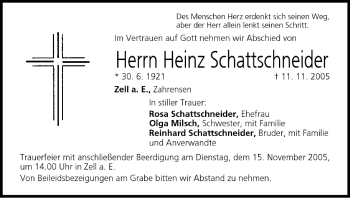 Anzeige von Heinz Schattschneider von MGO