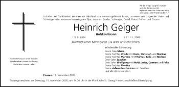 Anzeige von Heinrich Geiger von MGO