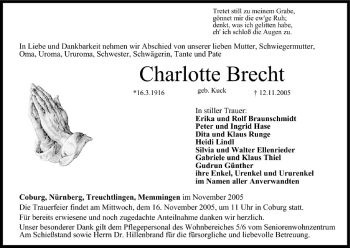 Anzeige von Charlotte Brecht von MGO
