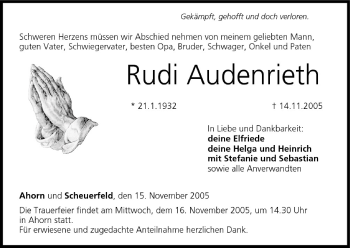 Anzeige von Rudi Audenrieth von MGO