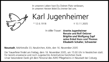 Anzeige von Karl Jugenheimer von MGO
