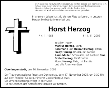 Anzeige von Horst Herzog von MGO