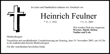 Anzeige von Heinrich Feulner von MGO