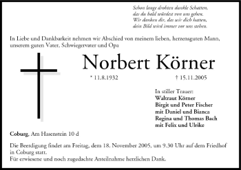 Anzeige von Norbert Körner von MGO