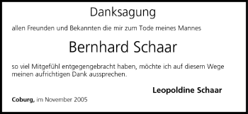 Anzeige von Bernhard Schaar von MGO