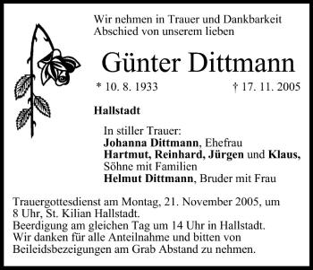 Anzeige von Günter Dittmann von MGO