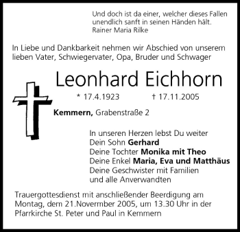Anzeige von Leonhard Eichhorn von MGO