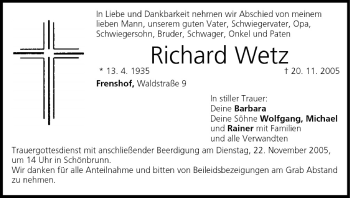 Anzeige von Richard Wetz von MGO