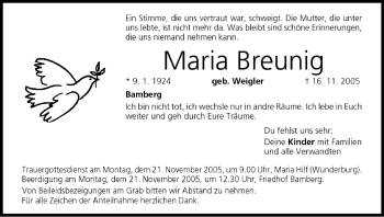 Anzeige von Maria Breunig von MGO