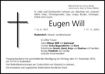 Anzeige von Eugen Will von MGO
