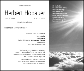 Anzeige von Herbert Hobauer von MGO