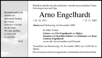 Anzeige von Arno Engelhardt von MGO