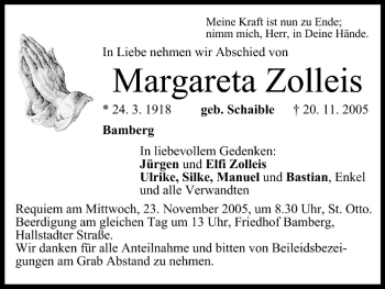 Anzeige von Margareta Zolleis von MGO
