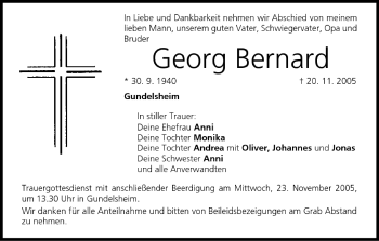 Anzeige von Georg Bernard von MGO
