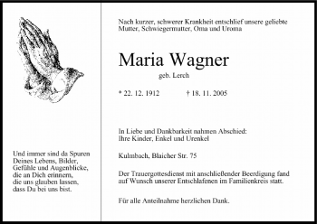 Anzeige von Maria Wagner von MGO