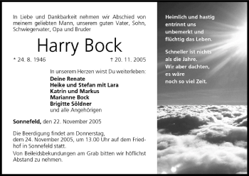 Anzeige von Harry Bock von MGO