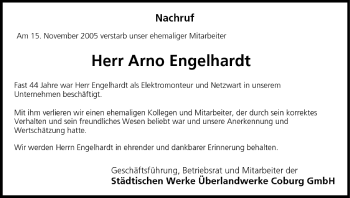 Anzeige von Arno Engelhardt von MGO