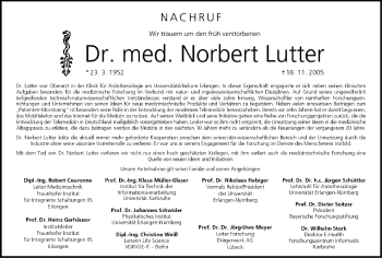 Anzeige von Norbert Lutter von MGO