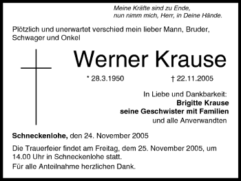 Anzeige von Werner Krause von MGO