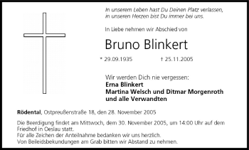 Anzeige von Bruno Blinkert von MGO