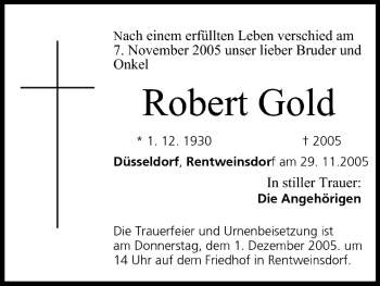 Anzeige von Robert Gold von MGO
