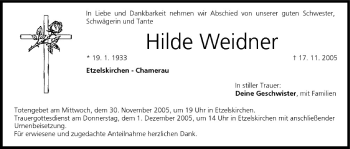 Anzeige von Hilde Weidner von MGO