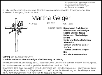 Anzeige von Martha Geiger von MGO