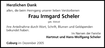 Anzeige von Irmgard Scheler von MGO
