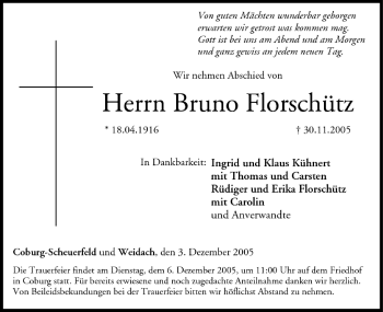 Anzeige von Bruno Florschütz von MGO