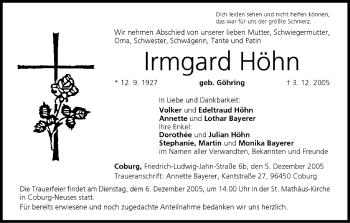 Anzeige von Irmgard Höhn von MGO