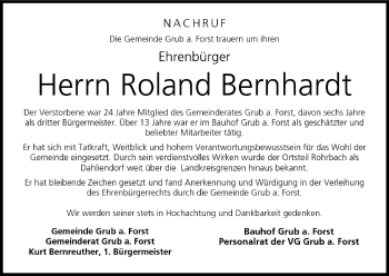Anzeige von Roland Bernhardt von MGO