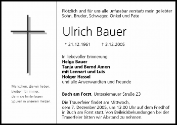 Anzeige von Ulrich Bauer von MGO