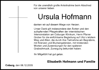 Anzeige von Ursula Hofmann von MGO