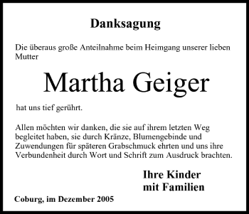 Anzeige von Martha Geiger von MGO