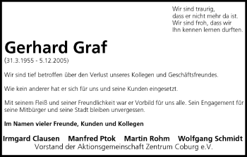 Anzeige von Gerhard Graf von MGO