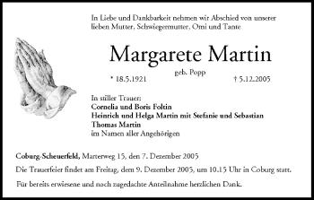 Anzeige von Margarete Martin von MGO