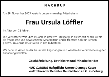 Anzeige von Ursula Löffler von MGO