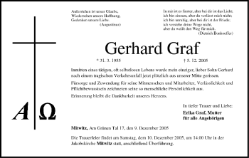 Anzeige von Gerhard Graf von MGO