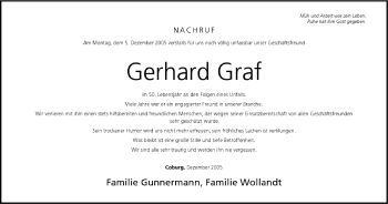 Anzeige von Gerhard Graf von MGO